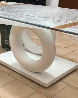 Tavolino vetro di design con base ad anello