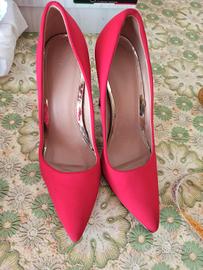 scarpe decolte rosso vivo tacco 11 cm