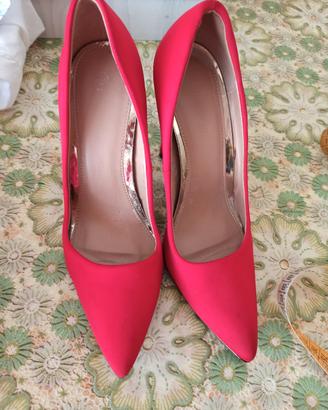 scarpe decolte rosso vivo tacco 11 cm