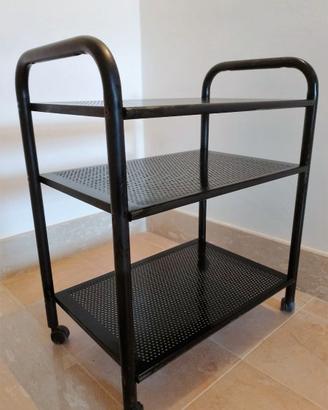 Carrello porta TV in ferro nero con rotelle