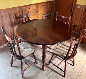 Tavolo tondo in legno massello + 6 sedie