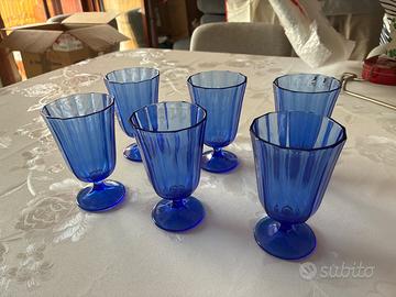 Servizio 6 Calici Vintage Blu Cobalto