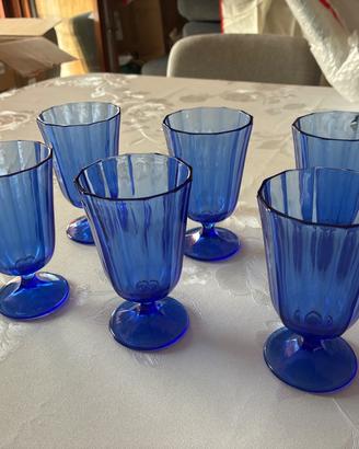 Servizio 6 Calici Vintage Blu Cobalto