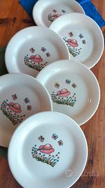 6 piatti Cappello su Prato ceramica vintage 