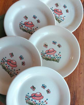 6 piatti Cappello su Prato ceramica vintage 