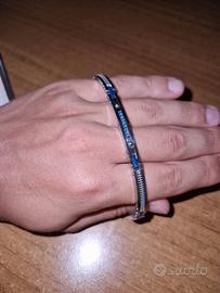 Bracciale Uomo in Acciaio con Zirconi blu