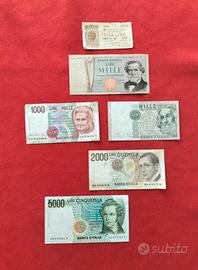 Lotto di banconote di  6 pz. Lire Italiane 