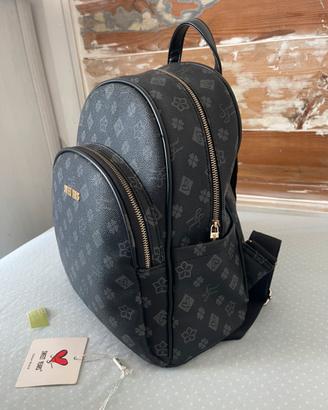 Borsa zaino multi tasche nera grigia e oro