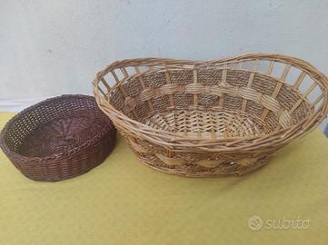 2 Cesti in Vimini e Corda - ovale e tondo 