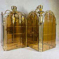 Coppia lampade a sospensione ottone dorato vetro