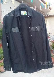 Camicia con inserti finta pelle taglia L