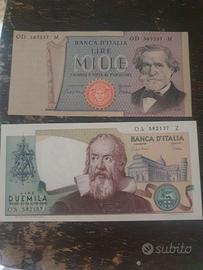 2000 lire leonardo fior di stampa  1000lire verdi