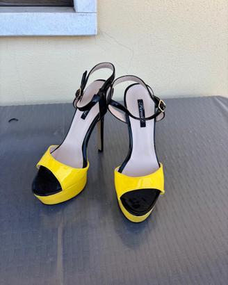 Scarpe donna nere e gialle con plateau