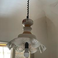 Lampadario vintage anni 60/70 ceramica e vetro