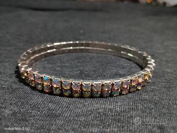 bracciale a doppia fila con strass cangianti 