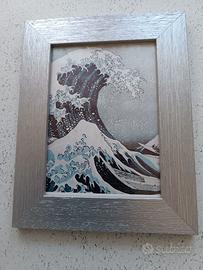 Cornice argento con decoro giapponese onda Kanagaw
