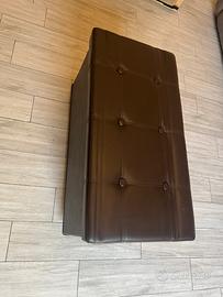 Pouf contenitore in ecopelle marrone