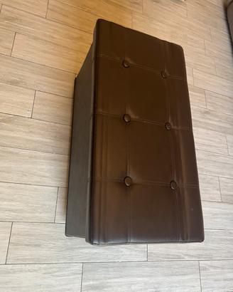 Pouf contenitore in ecopelle marrone