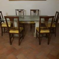 tavolo in vetro con 6 sedie