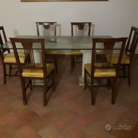 tavolo in vetro con 6 sedie