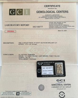 Diamanti Naturali 10.42ct Certificati GCI