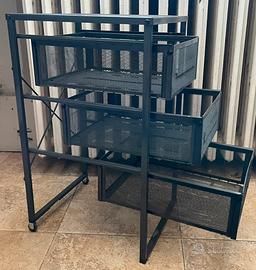 Struttura metallica a tre cassetti antracite