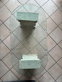 Tavolino da salotto con gambe marmo e piano vetro