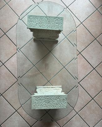 Tavolino da salotto con gambe marmo e piano vetro