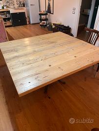 TAVOLO QUADRATO LEGNO -  BASE FERRO INIZO 900