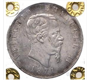 Regno Vitt Eman II 5 lire 1871 M SPL