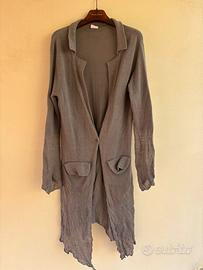 Cardigan donna lungo cotone tg m color taupe