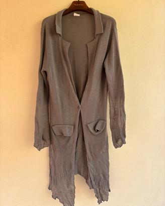 Cardigan donna lungo cotone tg m color taupe