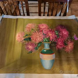 Z. Müller olio su tela vaso con fiori