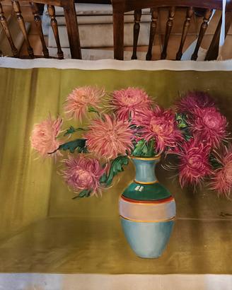 Z. Müller olio su tela vaso con fiori