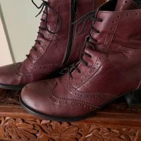 Tronchetti in pelle donna color vinaccio