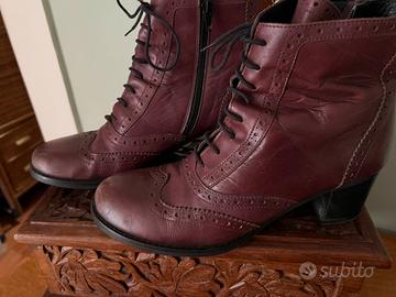 Tronchetti in pelle donna color vinaccio