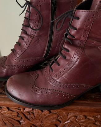 Tronchetti in pelle donna color vinaccio