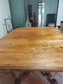 Magnifico Tavolo da Pranzo Antico in Legno Massell