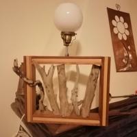 Quadretto artistico in legno e lampada