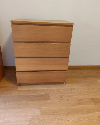 cassettiera 4 cassetti legno rovere - ottime condi