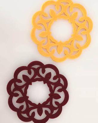 6 sottobicchieri in feltro fatti a mano