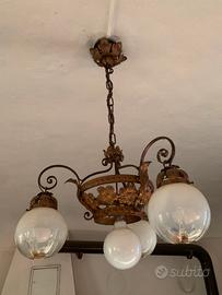 Antico lampadario ferro battuto
