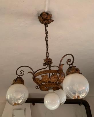 Antico lampadario ferro battuto