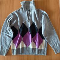 Maglione a collo alto con zip Grigio e viola