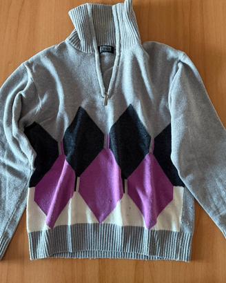 Maglione a collo alto con zip Grigio e viola