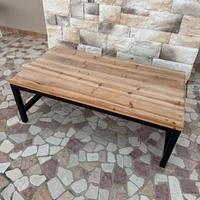 Tavolino industrial legno 100 × 55 cm base metallo