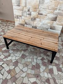 Tavolino industrial legno 100 × 55 cm base metallo