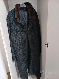 pelliccia di astrakan vera con collo di visone 