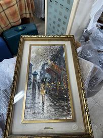 Quadro Olio su Tavola/Tela - V. Morelli "Veduta di
