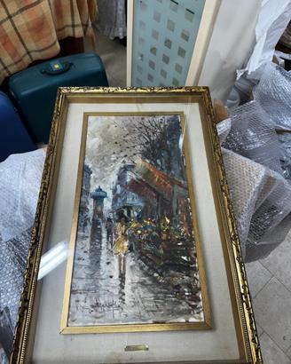 Quadro Olio su Tavola/Tela - V. Morelli "Veduta di